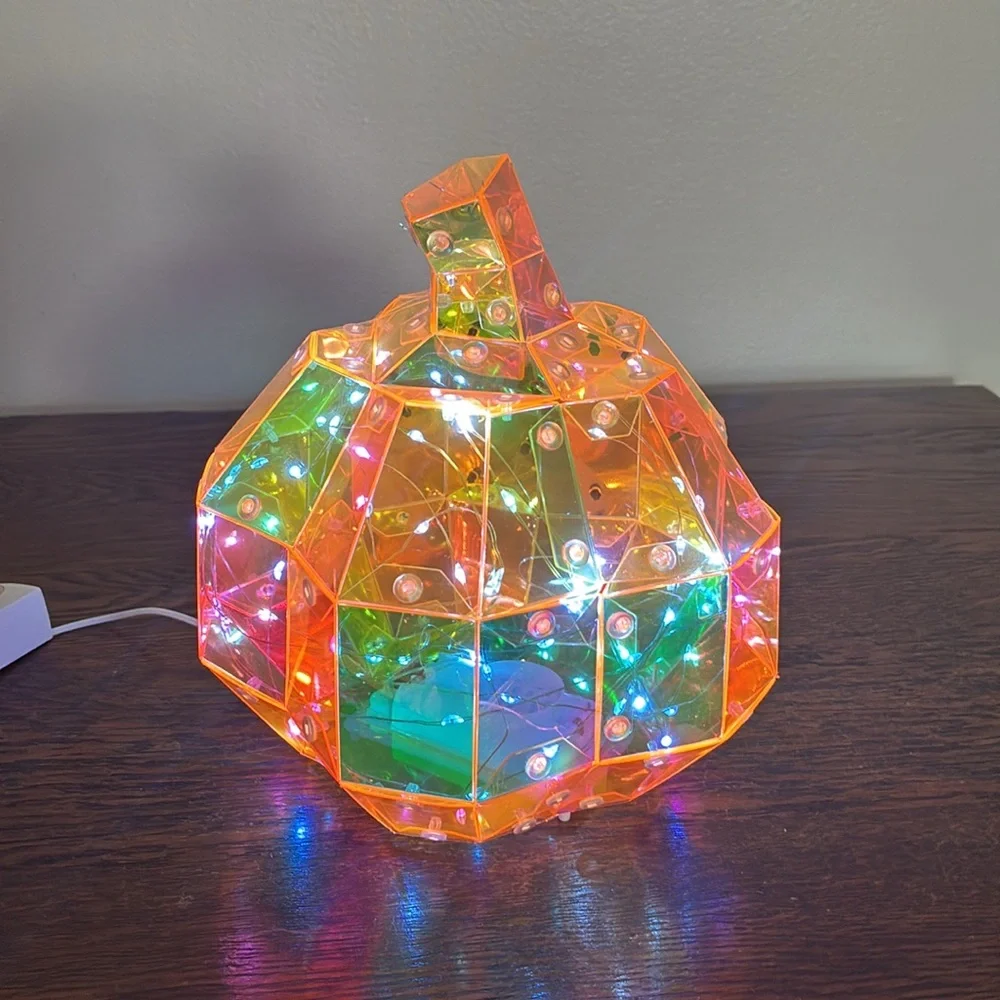 NWT- 🔋OPERATED- LED Light Up- Multicolor Holographic Halloween Jack-o-lantern 🎃